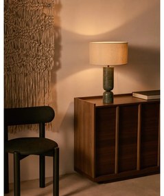 Tmavozelená/béžová mramorová stolová lampa s textilným tienidlom (výška 57 cm) Vex – Kave Home