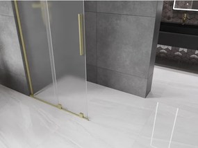 Mexen Velar L, posuvná sprchová zástena Walk-in 100 x 200 cm, 8mm sklo námraza, zlatá matná, 871-100-003-33-55