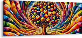 Obraz – Farebný strom s jablkami (120x50 cm)
