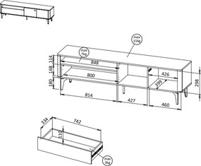 TV STOLÍK RAVELLO KAŠMÍR / ORECH ROYAL 180 cm