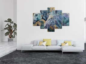 Obraz - Kone so zlatým pozadím (150x105 cm)