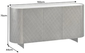 Komoda REFLECTION 150 cm 3D efekt bronzová s keramickou mramorovou doskou biela