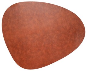 Kožený koberec Curve – červenohnedý