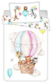 Jerry Fabrics Detské bavlnené obliečky do postieľky Zvieratká Flying balloon, 100 x 135 cm, 40 x 60 cm