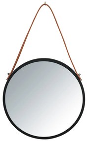 Čierne závesné zrkadlo Wenko Borrone, ø 30 cm