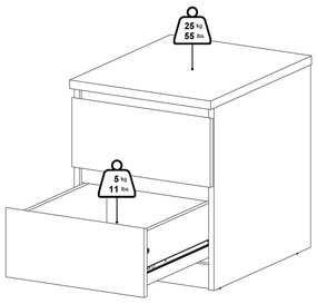 Biely nočný stolík Naia - Tvilum