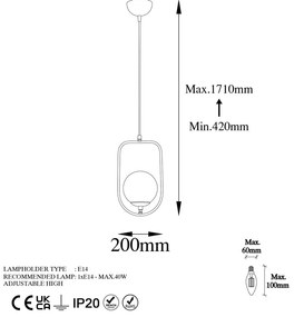 Závesné svietidlo v zlatej farbe so skleneným tienidlom Skew – Opviq lights