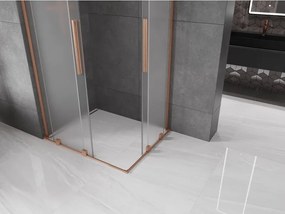 Mexen Velar L Duo, sprchový kút s posuvnými dverami 90 x 80 cm, 8mm sklo námraza, medená matná, 871-090-080-02-33-65
