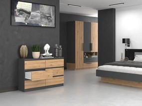 Komoda Musecalo 6 120 (antracit + dub artisan). Akcia -21%. Vlastná spoľahlivá doprava až k Vám domov. 1132809