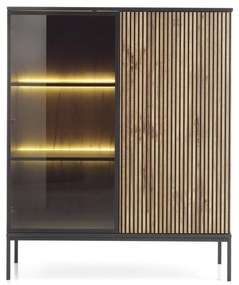 Vitrína Sento s LED osvětlením 104 cm dub wotan/černá II