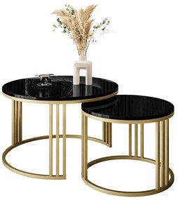 OKRÚHLY KONFERENČNÝ STOLÍK 2v1 LEONARDO 2 ČIERNY LESK / ZLATÝ