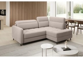 Svetlohnedá zamatová rozkladacia/s úložným priestorom rohová pohovka (pravý roh/do L) Barea – ELTAP