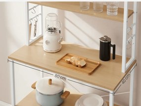 Kuchynský regál LORANO 167x80 cm, biely / dekor dub