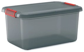 Sivý plastový úložný box s vekom 59x39x28 cm K Latch Box – KIS