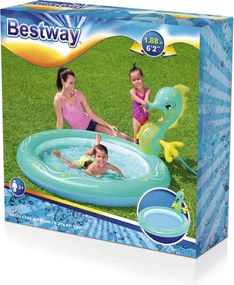 LEAN Detský nafukovací bazén s fontánou Morský koník 188 cm
