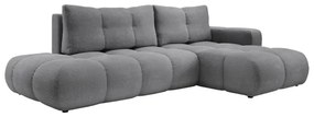 Rozkladacia rohová čalúnená sedacia súprava s úložným priestorom do tvaru L ALMADA pravá šedá