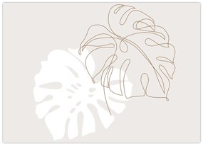 Sklenený obraz - Line art monstera N⁰2 (70x50 cm)