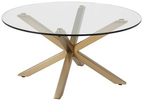 Konferenčný stolík EFRATI Ø82 cm z mosadze s priehľadným sklom