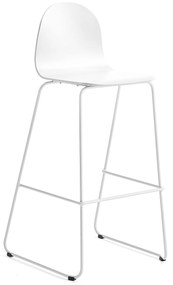 Barová stolička GANDER, s klzákmi, výška sedu 790 mm, lakovaná, biela