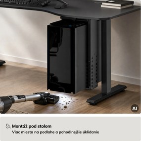 Držiak na počítač pod stôl, nastaviteľný, kovový, čierny: PC HOLDER