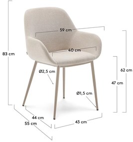Krémovobiele čalúnené jedálenské kreslo Konna – Kave Home