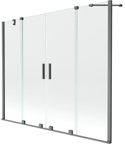 Mexen Velar Duo, 2-krídlová posuvná vaňová zástena 170 x 150 cm, 8mm číre sklo, grafitový matný profil, 896-170-000-02-66