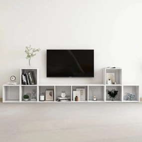 5-dielna súprava TV skriniek vysokolesklá biela drevotrieska