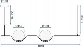 Toolight Toolight, Stropné svietidlo 2xE27 APP981-2CP, zlatá, OSW-05418