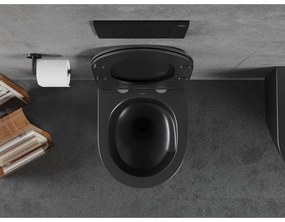 Mexen Lena, závesná WC misa 490x360x340 mm, Rimless Tornádo + WC sedadlo z duroplastu, čierna matná, 30221085T