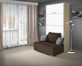Nabytekmorava Sklápacia posteľ s pohovkou VS 21058P 200x90 farba pohovky: Krémová, Typ farebného prevedenia: Antracit / dvere antracit