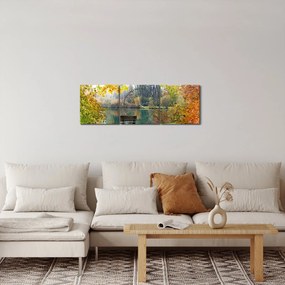 Obraz rybníka (s hodinami) (90x30 cm)