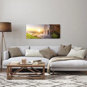 Obraz - Seljalandsfoss spoza vnútra jaskyne (120x50 cm)