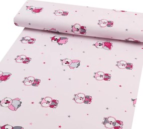 Biante Detské bavlnené posteľné obliečky do postieľky Sandra SA-726 Ružové sovičky na bledo ružovom Do postieľky 90x140 a 50x70 cm