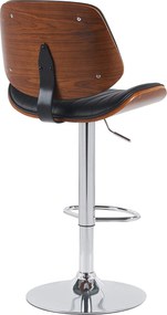 Barová stolička Clawson - koženka, chróm rám - orech/čierna