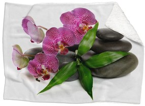 Deka Orchidea na kameňoch (Rozmer: 150 x 120 cm, Podšitie baránkom: ÁNO)