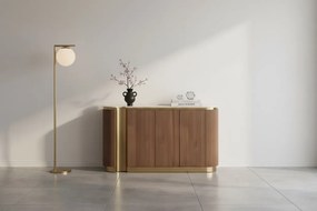 Komoda Stilig ST917 158 cm orech/zlatá/travertín