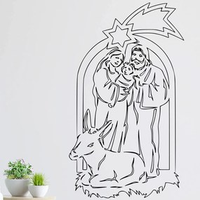 Veselá Stena Samolepka na stenu na stenu Svätá rodina Farba: černá