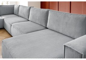 Svetlosivá menčestrová rohová pohovka (ľavý roh/do tvaru "U") Nihad modular – Bobochic Paris