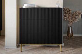 Komoda Nicole 100 cm - čierny mat / zlatá
