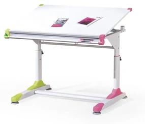 Detský rastúci písací stôl Collorido bielo-zeleno-ružový | BIANO