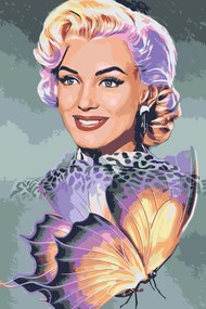 Gario Maľovanie podľa čísel Marilyn Monroe s motýľom Rozmery: 80 x 120 cm, Rámovanie: Iba zrolované plátno