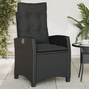 Sklápacia záhradná stolička s vankúšmi čierna polyratan 365209