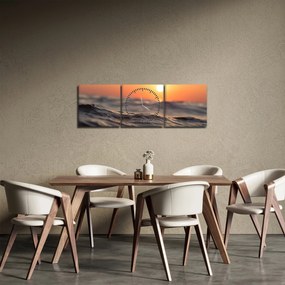 Obraz morskej vlnky (s hodinami) (90x30 cm)