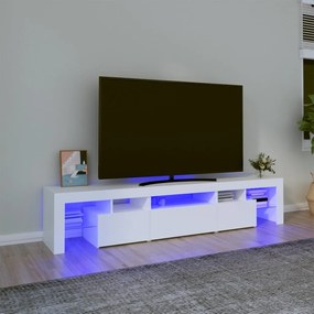 TV skrinka s LED svetlami biela 200x36,5x40 cm