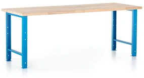 Výškovo nastaviteľný dielenský stôl Basic 220 x 80 cm, modrá