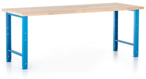 Výškovo nastaviteľný dielenský stôl Basic 220 x 80 cm, modrá