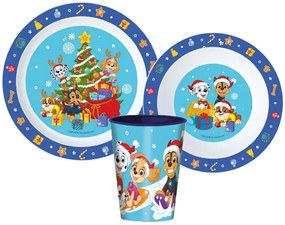 Detská vianočná sada plastového riadu pre deti Tlapková patrola - Paw Patrol - 3 diely