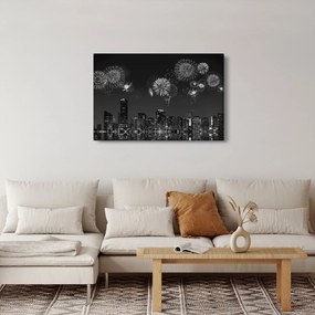 Obraz - Ohňostroj v Miami, čiernobiela (90x60 cm)