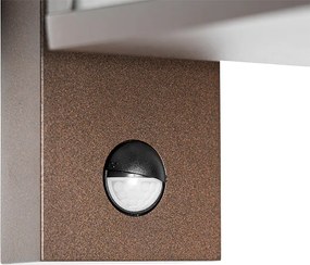 Vonkajšia nástenná lampa hrdzavohnedá s pohybovým senzorom IP44 - Charlois