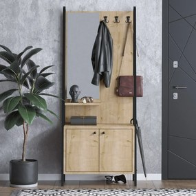 Vešiak s botníkom Lumi Oak and Black